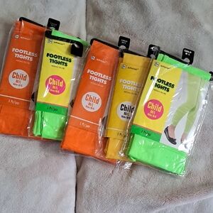 Amscan Child Footless Tights - Vibrant Orange, Lime, and Yellow